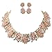 Jerollin Vintage Crystal Rhinestone Statement Choker Bib Statement Necklace Earring Fashion Costume Jewelry Set for Women Pink02