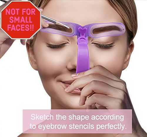 Augenbrauenschablonen Set – 8er Set Augenbrauen Stencil Kit mit Halterung & Gummiband – einfaches Augenbrauen-Styling – Hände frei Schablonen für symmetrische Augenbrauen – Wiederverwendbar (PURPLE)