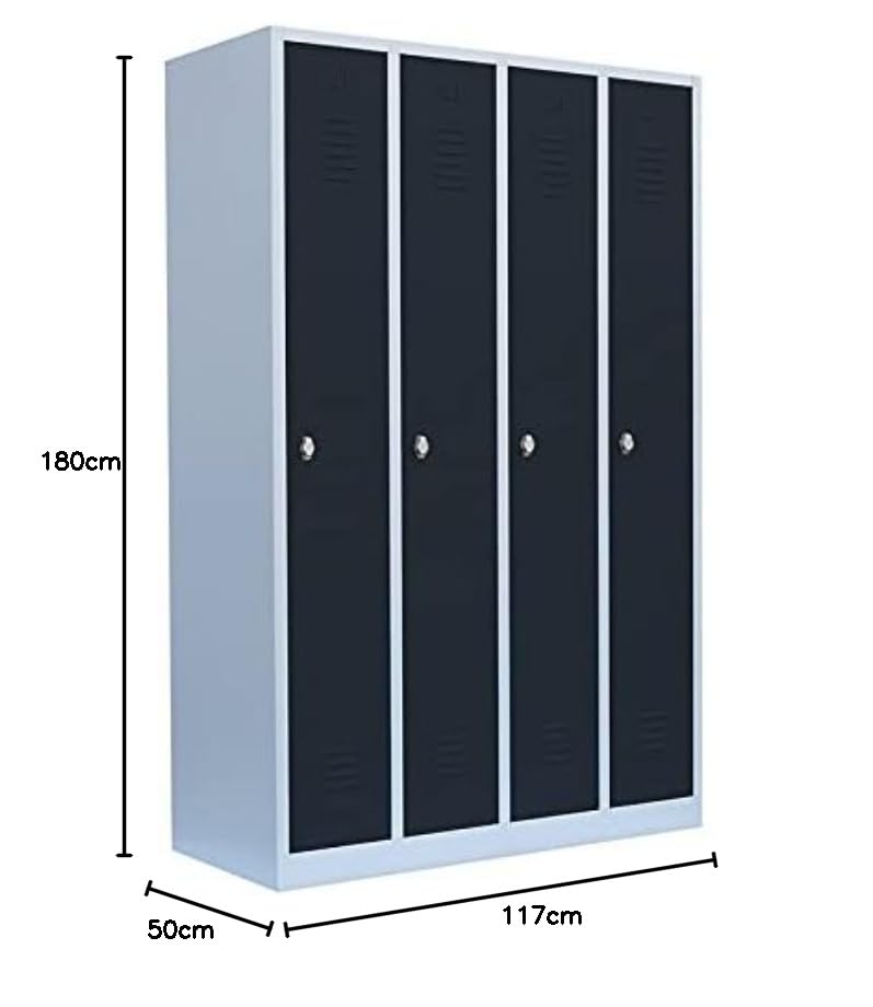 Lüllmann 4er Spind komplett montiert grau/blau 180x117x50cm (HxBxT Lüllmann 4er Spind komplett montiert grau/blau 180x117x50cm (HxBxT