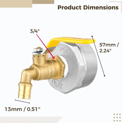 Rain Barrel Spigot Set For 55 Gallon Drums, Homaisson 2" Drum Faucet 3/4" Brass Barrel Faucet With Epdm Gaskets #TOP3
