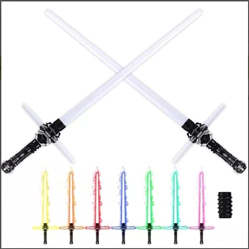 YAMSLAM Sabre de luz 2 em 1 sabre de luz anti-quebra sabre duplo com som sensível ao movimento LED e