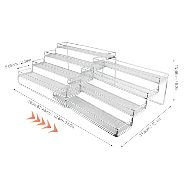 Sorandy 4 Tier Seasoning Rack Organizer, Expandable Shelf Organizer, with Thicker Metal & Reinforced Frame for Kitchen Counter, Bathroom Vanity, Pantry