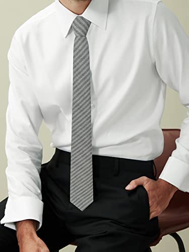 Image of Mantieqingway Mens Skinny Ties,2.56 inch Cotton Neckties Striped Plaid Ties for Groom Groomsmen Wedding Party Christmas