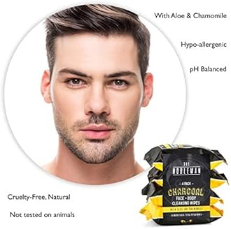 Men's Charcoal Face + Body Cleansing Wipes - 4 Pack (120ct) (Black, one size)