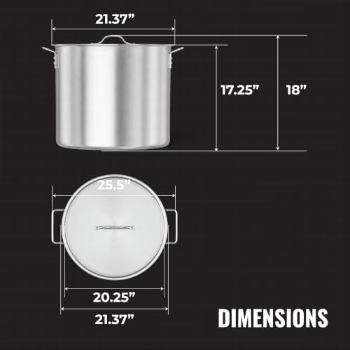 Image of GasOne 100Qt Aluminum Stock Pot with Strainer and Lid - Large Deep Fryer Pot with Basket for Boiling, Frying Turkey, Seafood, Crawfish - Food-Grade Aluminum Large Cooking Pot with Sturdy Handles