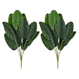 HOKPA Artificial Banana Trees, 2 Pcs 26" Fake Banana Leaves Artificial Plants Greenery for Vase Home Office Tropical Wedding Indoor Outdoor Decor