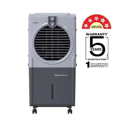 Image of Kenstar Robusta Neo 45 Air Cooler|45L Tank | Honeycomb Cooling Pads|35 inch Air Throw|100W|3 Speed Control |Water Level Indicator I 5-Star BEE Rating|5-Star Warranty on Pump & Motor|Light Grey & Dark Grey