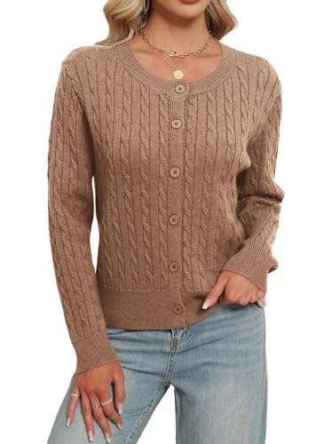 Image of Ezbelle Women's Long Sleeve Open Front Cropped Lightweight Cardigan Sweater Button Down Shirt 2026 Fall Tops