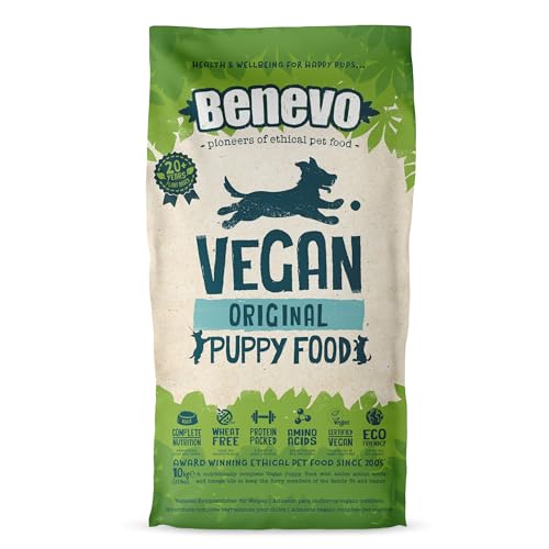 Benevo Veganistisch puppyvoer (10 kg) hypoallergeen, tarwevrij en GMO-vrij, met essentiële vetzuren, taurine en L-carnitine, voor groot en klein
