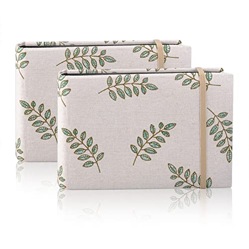 2 Pequeño Álbum de fotos 10x15 cm con 100 Bolsillos Por Libro, Mini Album Fotos Tradicional Small Photo Memory Book con Fundas de Lino para Infantil Bebe Boda Familia Aniversario Regalo Viaje (Hoja)