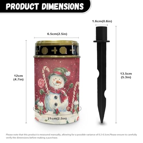 Image of Lovely Snowman Cemetery Solar Lights Water Resistant LED Flameless Candle Grave Lights Solar Powered Grave Christmas Decorations Light for Prayer 2 Pcs