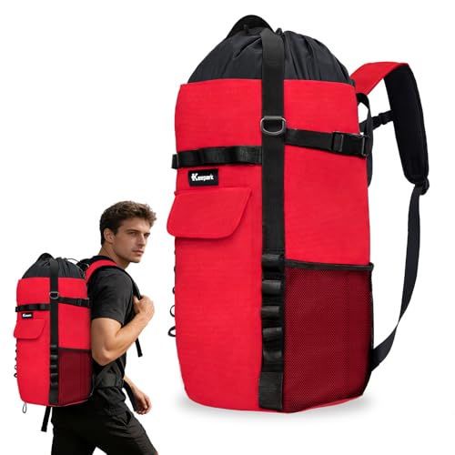 Keepark Rock Climbing Rope Storage Bag - Large Capacity Tree Rope Storage Backpack, Waterproof Oxford Outdoor Climbing Rope Bag With Adjustable Shoulder Straps - Red