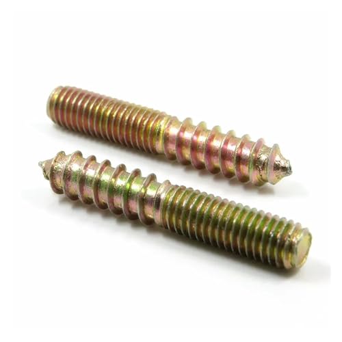 M6 M8 M10 ハンガーボルト 木材対金属ダボ 両端家具固定セルフタッピングネジ 木ネジスタッド 10個(M6X70MM)