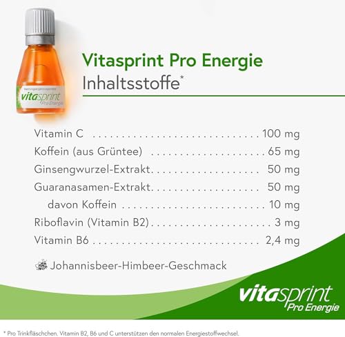 Vitamine - Vitasprint Pro Energie, 24 St. – Das Nahrungsergänzungsmittel mit dem Extraschub* an Vitaminen wie Vitamin B6 und Vitamin C, Ginsengwurzel- und Guaranasamen-Extrakt für mehr Energie