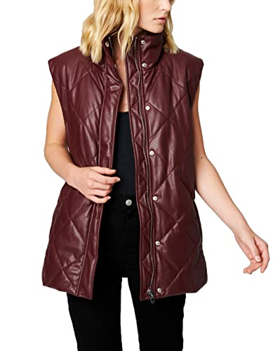 [BLANKNYC] Womens Vegan Leather Quilted Vest With Self Belt