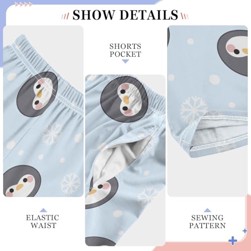 Cute Penguin Faces Snowflakes Boys Pants for Kids Jogger Pants with Pockets S-XL4