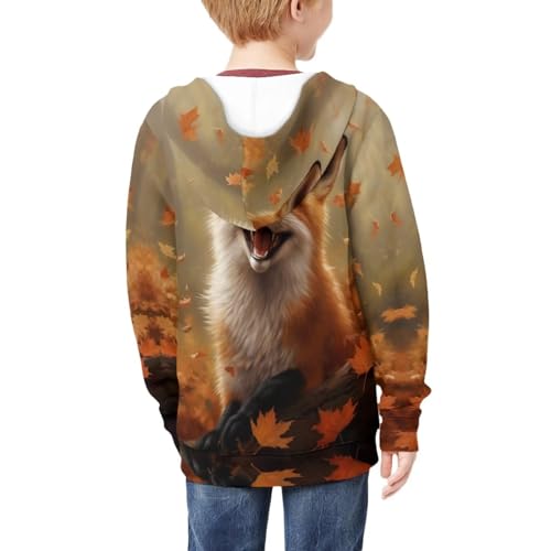 Soft Loose Fit Boys Animal Print Zip Up Hoodies with Pockets Comfort Hooded Jacket4