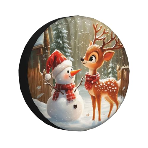 Image of Christmas Reindeer Spare Tire Cover Winter Weatherproof Universal Wheel Protectors Christmas New Year Wheel Covers for Rv Camper Travel Trailer SUV Truck 16 Inch Holiday Xmas Decor