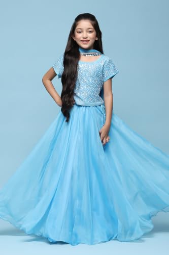 Image of BIBA Girl Polyester Flared Solid Lehenga Set
