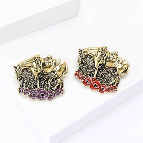 Image of Dreuyet Horse Brooch Pin Horse Racing Suit Lapel Pin for Women Men Rhinestone Antique Gold Horse Animal Brooch Clothing Outfits Accessory Jewelry