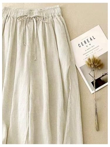 GORGLITTER Women's Barrel Pants Wide Leg Baggy Linen Drawstring Palazzo Harem Trouser Sweatpants Bottoms4