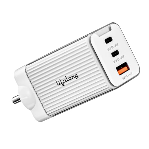 Image of Lifelong Electronics 65W Super Fast GaN Charger PD Technology | 1 USB A + 2 Type C Ports | iPhone 17 /16 /15 /14 (Including Pro Max), Android, Samsung | Laptops - MacBook, Dell, HP, Lenovo, Acer, ASUS