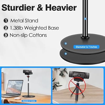 Webcam Tripod Stand for Desk: Webcam Stand for Logitech Brio | C920 | C922 | C615 | C930e - Height & Angle Adjustable Desktop Tripod for Light & 1/4 Thread for Live Streaming | Video Calling