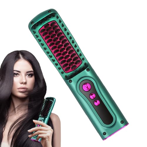Alisador de pelo inalámbrico, cepillo caliente inalámbrico, recargable con pilas, alisador de pelo inalámbrico para cabello suave y antiencrespamiento Tongfeng
