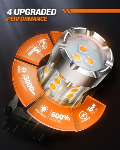 Image of SEALIGHT LED Turn Signal Bulbs 3157 LED Bulb Amber Yellow, 600% Brighter 3156 3057 3157A LED Bulb with Extra Resistor for Front Rear Turn Signal Light, Side Marker Parking Light, 2 Pieces