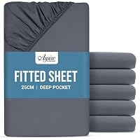 Aspire Homeware Small Double Fitted Sheet - 25cm Deep 6 Pack (Charcoal)