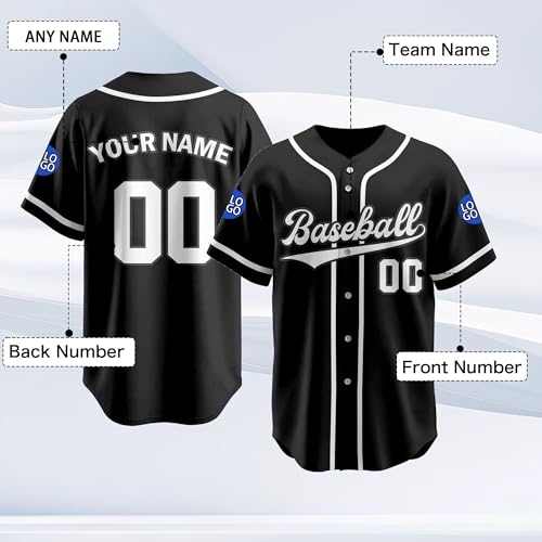Custom Baseball Jersey, Personalized Stitched Printed Name Number Baseball Shirts Sports Uniforms for Men Women Kids miniatura 3