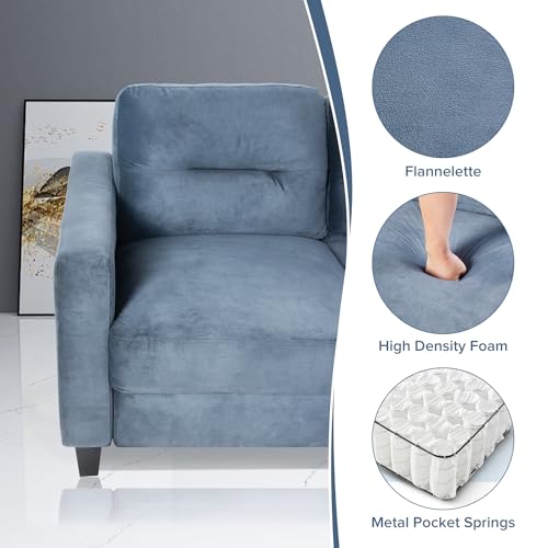 Sillón Plegable Terciopelo Gris Azul miniatura 4