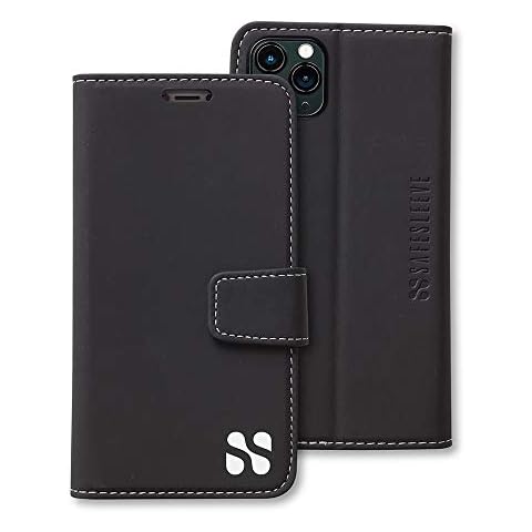 SafeSleeve EMF Protection Anti Radiation iPhone Case: iPhone 11 Pro Max RFID EMF Blocking Wallet Cell Phone Case (Black) Cover