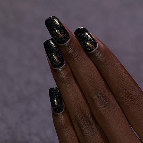 Image of ILNP Shadow Grove - Green-to-Gold Black Holographic Shimmer Nail Polish