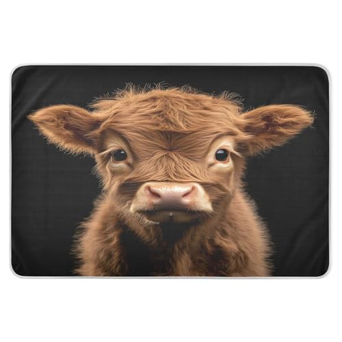 Takiito Cure Highland Cow Bed Pad Reusable Bed Underpad Washable Waterproof Leak-Proof Quick Dry Incontinence Pee Pad for Toddlers Kids Adults Pets 34x52 in