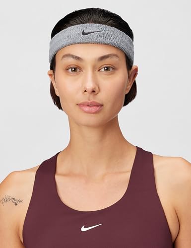 Image of NIKE Swoosh Classic Headband, Unisex - Cool Grey /Black, ONE Size