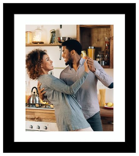 Amanti Art Picture Frame 20x24 Matted to 16x20 Photo Frame, Brushed Black Wood Framing for your Wedding Photos, Family Pictures, Diploma, Certificate, Kids Art Gift for Mom or Poster Wall Decor