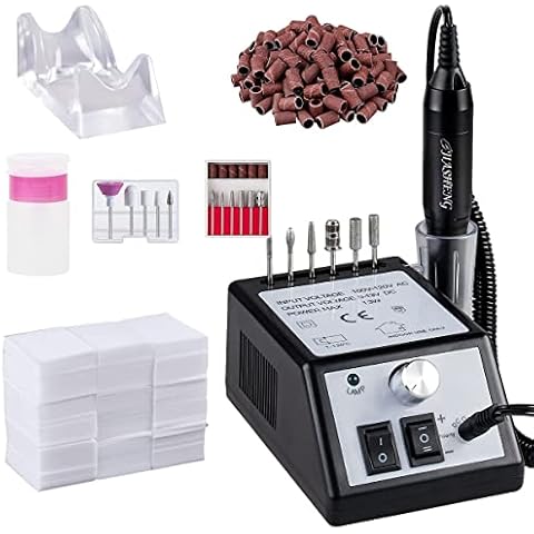 Professional Nail Drill Machine, Electronic Nail File Drills for Acrylic Nails Gel, 1000 Pcs Gel Nail Polish Remover, Lint Free Nail Wipes Cotton Cover