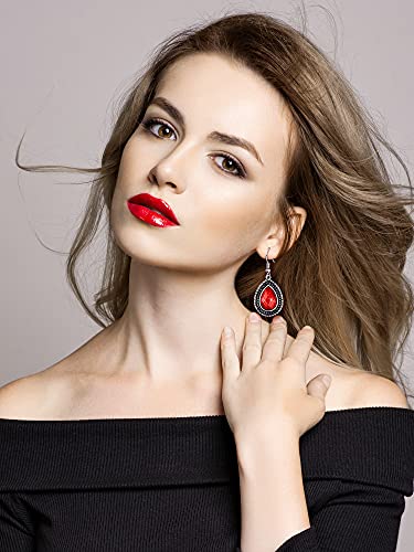 MTLEE 9 Pairs Boho Dangle Earrings Set Pearl Drop Crystal Earrings for Women Teardrop Earrings Rainbow Earrings4