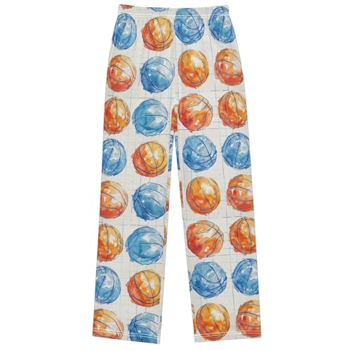 Boy's Pants Waretcolor Basketball Jogger Pants Elastic Waist Long Bottoms Trousers with Pockets 6-14 Years