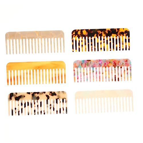 Outanaya 6個 アセテートシートコーム フレンチヘアコーム ヘアマッサージコーム 家庭用くし ポケットヒゲコーム ヘアブラシメンズ 幅広ほぐしコーム 男性用ヘアブラシ こする櫛 柄のない櫛