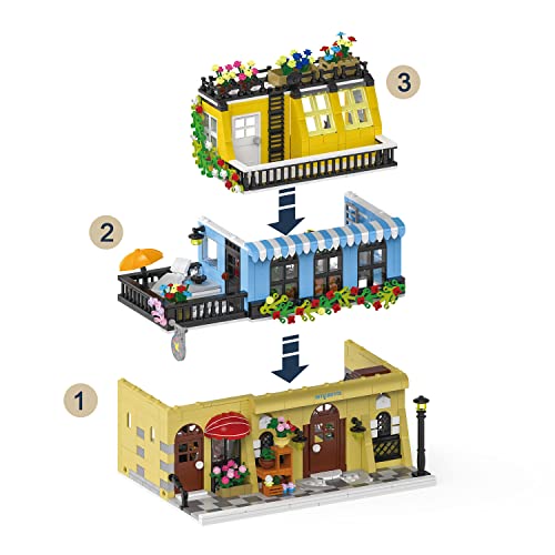 Newrice City Hotel Architecture Building Kit With Lights,3 Levels Garden Hotel Model Building Blocks Toy,For 12+Age Teen,Adult（1464 Pieces） #TOP4