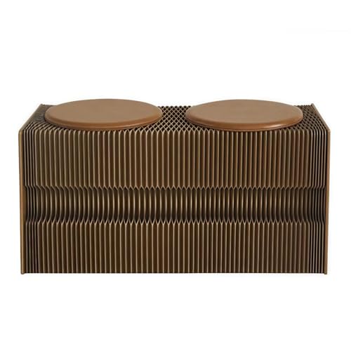 FLYXADQ 伸縮ベンチ 折りたたみ式 ペーパーベンチ 紙製 ペーパースツール 背もたれなし コンパクト収納 省スペース ペーパーソファ 長さ調節可能 クラフト紙スツール 耐荷重 持ち運び可能 アコーディオン 椅子 自由に調整でき 紙製 スツール(ダーク