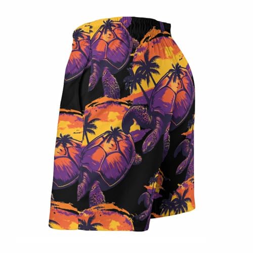 Hawaii Sea Turtle Palm Trees Men's Swim Trunks Board Shorts Beachshorts Swimsuits with Pockets Mesh Liner4