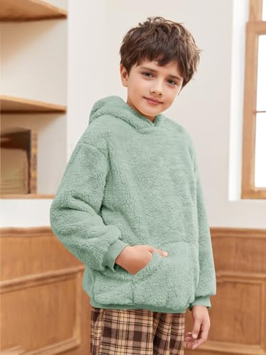 Image of Makkrom Boys Girls Sherpa Fleece Hoodies Pullover Sweatshirts with Pockets