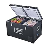 Explorer Bear EX75DB 79.3QT/75L 12/24V Refrigerator Portable Dual Zone Electric Cooler with LG Compressor -4℉-50℉ 3 Year Warranty For Truck Van RV SUV Boat Trailer Overlanding Camping - Matte Black