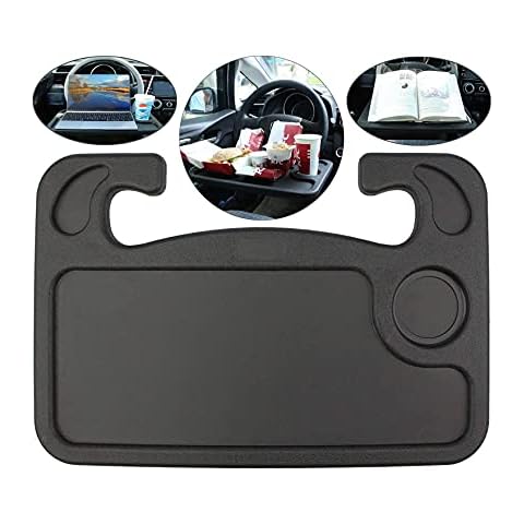 Model 3/Y Eating/Laptop Steering Wheel Desk Black Tesla Car Travel Table Laptop Desk Eating Notebook Holder Accessories Universal Fits Most Vehicles Steering Wheels (Black) Cover