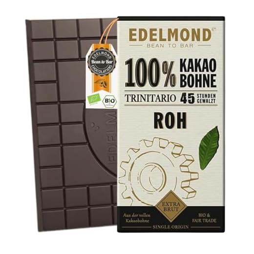 Edelmond Bio Roh 100 % Bitter‑Kakao Schokolade | Vegan, Glutenfrei | Naturbelassen & Handgemacht ohne raffinierten Zucker (1 Tafel)