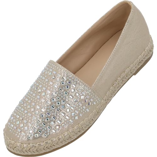 Palado Espadrilles Damen Chesu by Sila Sahin – elegante Loafer - Halbschuhe im zeitlosen Design - Sommerschuhe - modisch und bequem Gold Metallic UK5,5 - EU38