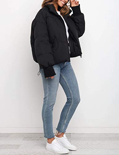 Merokeety Women's Winter Long Sleeve Zip Puffer Jacket Pockets Baggy Short Down Coats #TOP3